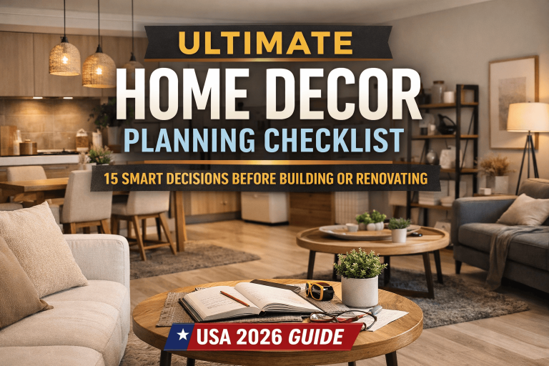 home decor planning checklist for building or renovating a home in the USA